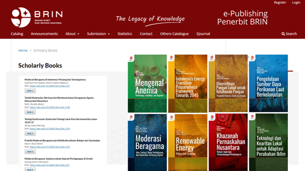 Tangkapan Layar Situs Penerbit BRIN
