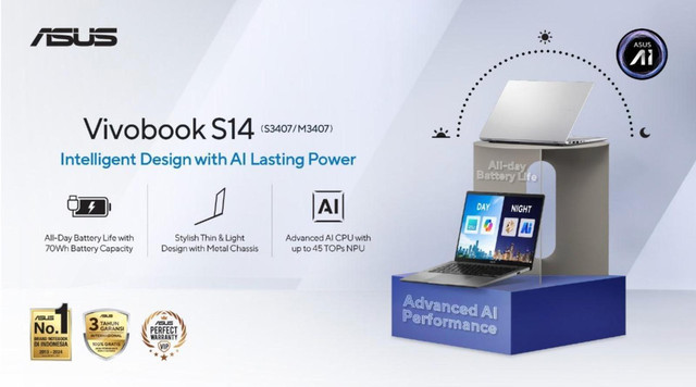 ASUS Vivobook S14 jadi pilihan laptop AI terbaik, tidak hanya powerfull tapi juga pintar dan efisien Foto: dok. ASUS