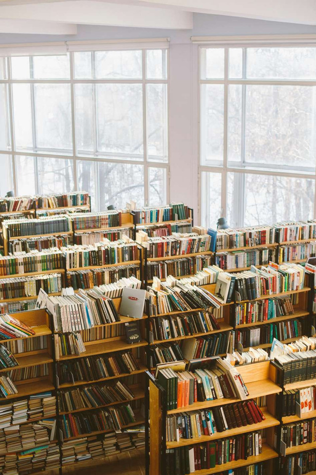 Kumpulan Buku dalam Rak Perpustakaan. (Sumber: https://www.pexels)
