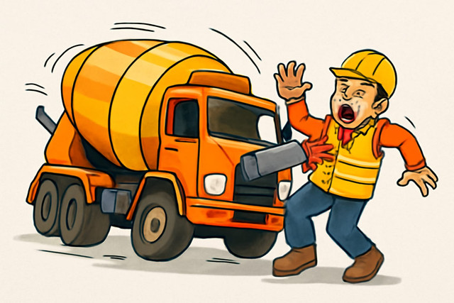 Ilustrasi: Koleksi pribadi yang menggambarkan kecelakaan kerja sebagai petugas K3 di lokasi proyek konstruksi