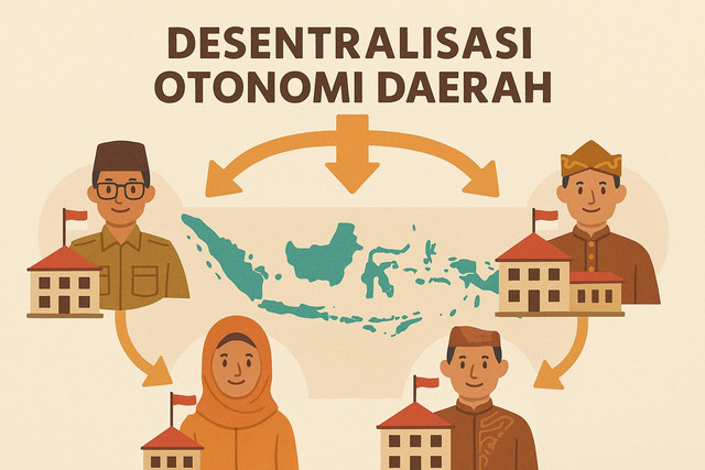 Ilustrasi desentralisasi dan otonomi daerah (sumber: openAI)