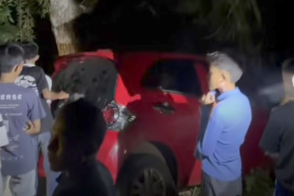 Honda Brio yang menabrak dua pasutri di Ogan Ilir hingga tewas. Foto : Istimewa