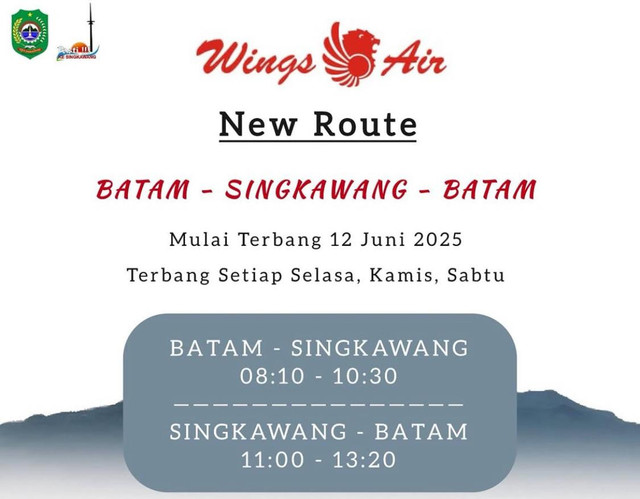 Rute penerbangan Singkawang-Batam yang baru dibuka di Bandara Singkawang. Foto: Dok. instagram @dishub_singkawang