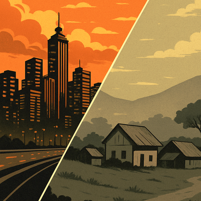 "Perbedaan dua wajah Indonesia kita". Sumber: Ilustrasi Bantuan AI