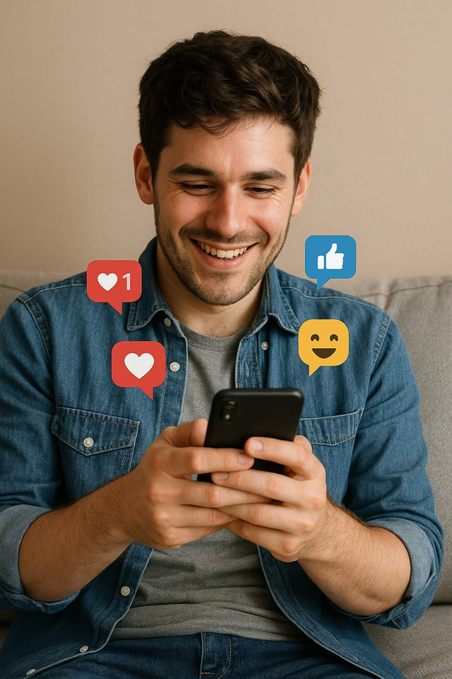 source : Chatgpt ( seseorang sedang bermain sosial media )