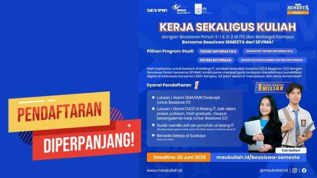 Kabar Gembira! Pendaftaran Beasiswa SEMESTA DIPERPANJANG hingga 20 Juni 2025
