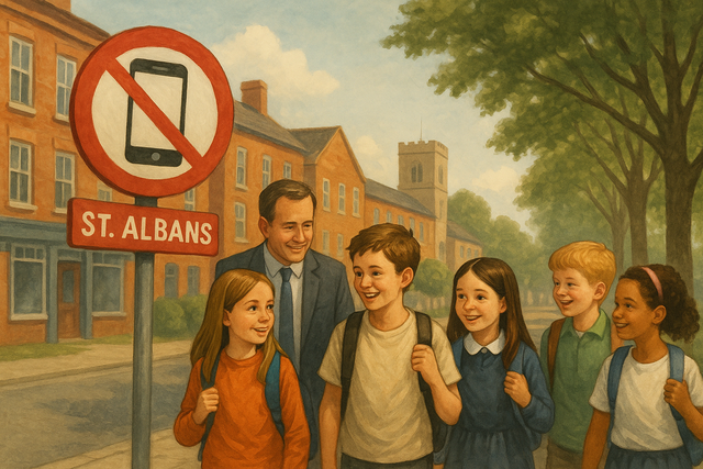 St. Albans, UK, Kota Kecil yang Menantang Hegemoni Ponsel. Gambar dibuat dengan GPT 4o