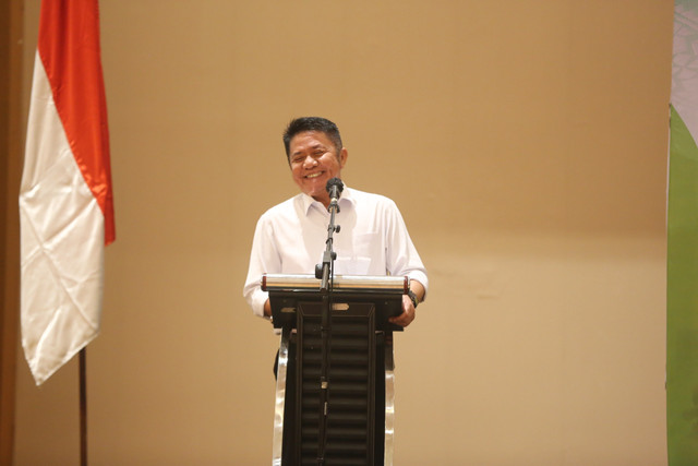 Gubernur Sumsel Herman Deru saat memberikan sambutan di konsolidasi kesiapsiagaan personel dan peralatan pengendalian karhutla di Palembang. Foto : Humas Pemprov Sumsel