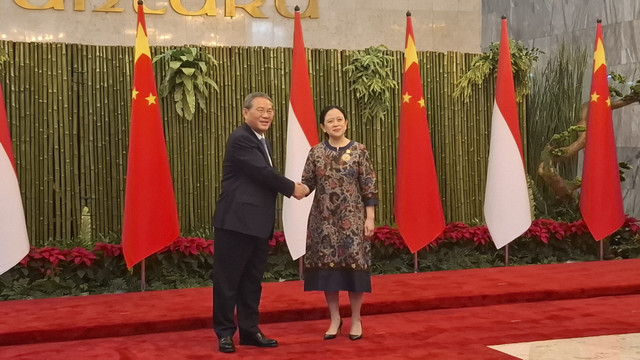PM China Li Qiang dan Ketua DPR Puan Maharani di Gedung DPR RI, Senayan, Jakarta, Minggu (25/5/2025). Foto: Jonathan Devin/kumparan