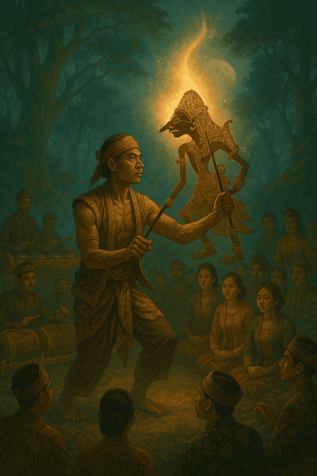 Pertunjukkan Wayang Kulit: gambar dihasilkan oleh AI