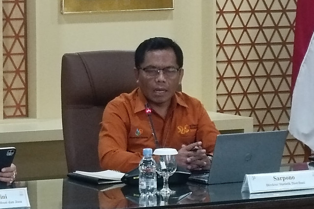 Direktur Statistik Distribusi BPS, Sarpono saat konferensi pers penjelasan data ekspor-impor, di kantornya, Jakarta, Rabu (28/5/2025). Foto: Muhammad Fhandra Hardiyon/kumparan