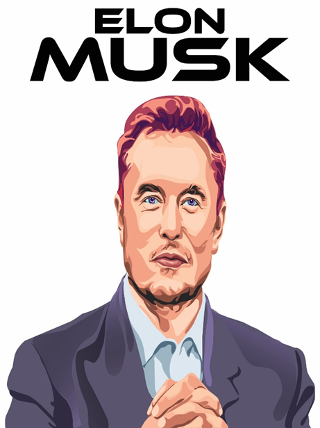Elon Musk in a Black Suit by Vecteezy