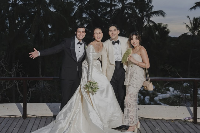Cinta Brian dan Gisella Anastasia di pernikahan Luna Maya. Foto: Instagram/ @cinta_brian