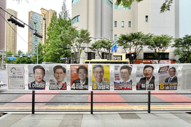 Spanduk Kampanye Pemilihan Presiden Korea Selatan. Foto: Tiara Hasna/kumparan