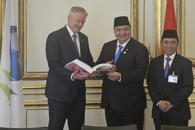 Menko Airlangga Temui Sekjen OECD Guna Serahkan Initial Memorandum. Foto: Dok. Kemenko Ekonomi