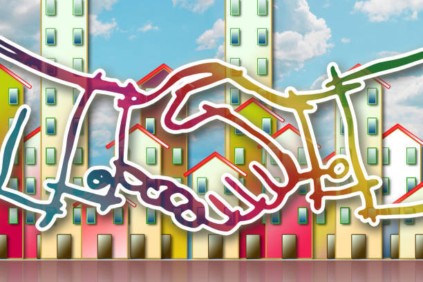 Simbol kolaborasi erat dan komitmen bersama dalam membangun desa yang inklusif dan berdaya saing global. https://www.istockphoto.com/vektor/gambar-konsep-jabat-tangan-tentang-membangun-bisnis-gm686519042-126505811