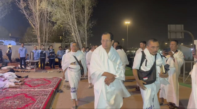 Menag Nasaruddin Umar tiba di Arafah. Foto: Moh Fajri/kumparan