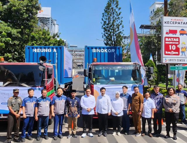 PT Cheil Jedang Indonesia (CJI) saat melepas pengiriman produk ekspor L-Tryptophan ke 350 ribu ton di Kabupaten Pasuruan, Jawa Timur, pada Selasa (3/6). Foto: dok. PT CJI