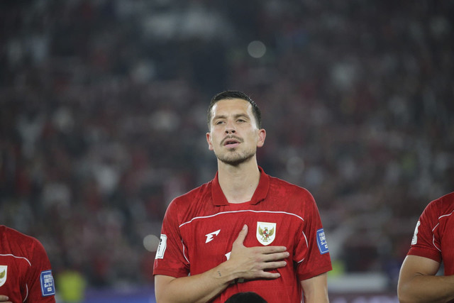 Pemain Timnas Indonesia Thom Jan Haye pada pertandingan kualifikasi Piala Dunia 2026 antara Indonesia vs China di Stadion Gelora Bung Karno di Jakarta, Kamis (5/6/2025). Foto: Aditia Noviansyah/kumparan