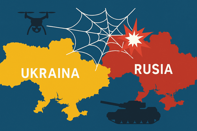 Ilustrasi Operasi 'Jaring Laba-Laba' Ukraina: Drone, Deseption dan Konsep Perang Asimetris (Sumber: Penulis).