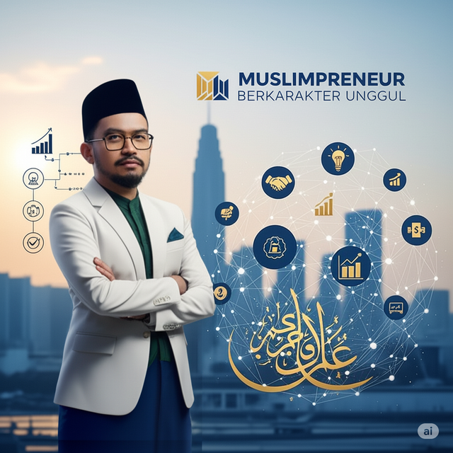 ilustrasi muslimpreneur by ai