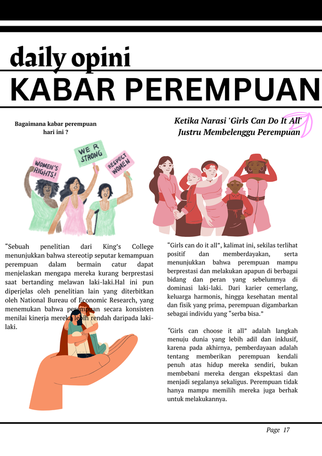 Ilustrasi perempuan dengan persepsi girls can do it all (dok pribadi)