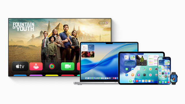tvOS 26, macOS Tahoe 26, iPadOS 26, iOS 26, dan watchOS 26. Foto: Apple