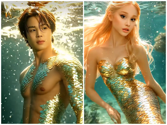 Kolase foto yang menggunakan filter Mermaid AI. Foto: Istimewa