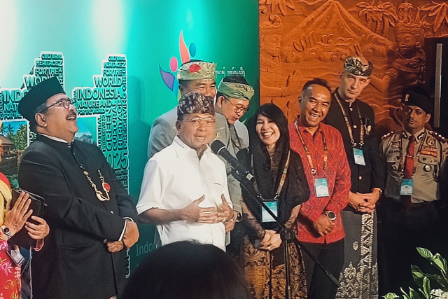 Gubernur Bali Wayan Koster saat acara hadir dalam Bali and Beyond Travel Fair (BBTF) di Bali, Kamis (12/6/2025). Foto: Denita BR Matondang/kumparan