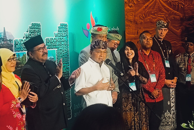 Gubernur Bali Wayan Koster saat acara hadir dalam Bali and Beyond Travel Fair (BBTF) di Bali, Kamis (12/6/2025). Foto: Denita BR Matondang/kumparan