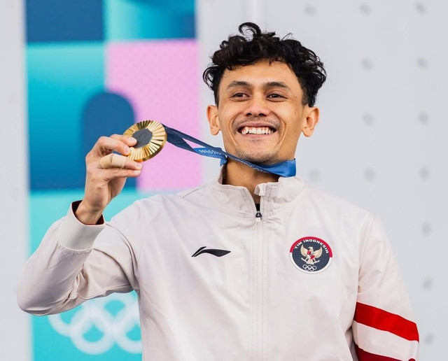 Veddriq Leonardo, atlet Indonesia pertama yang meraih emas di Olimpiade Paris 2024. Foto: Dok. Istimewa
