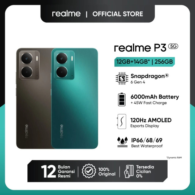 Harga dan spesifikasi Realme P3. Sumber: Shopee / Realme Official Store