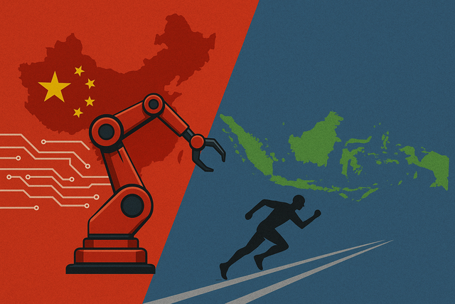 Illustrasi China mendominas teknologi, apakah Indonesia mampu mengejarnya? - Sumber: Generated menggunakan AI