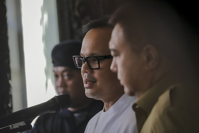 Wamendagri, Bima Arya, berbicara kepada wartawan terkait empat pulau yang menjadi sengketa antara Provinsi Aceh dan Sumatera Utara di Kantor Kemendagri, Jakarta, Senin (16/6/2025). Foto: Jamal Ramadhan/kumparan