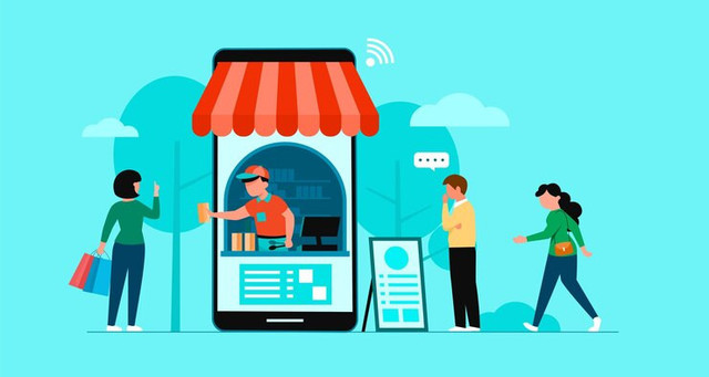 Sumber : https://www.freepik.com/free-vector/online-shopping-banner-mobile-app-templates-concept-flat-design_11878928.htm#fromView=search&page=1&position=0&uuid=dabd3c5d-623a-4f19-beb6-2a5575f469ac&query=Ekonomi+Kaki+Lima+Digital%3A+Ketika+Gerobak+Bertemu+Aplikasi