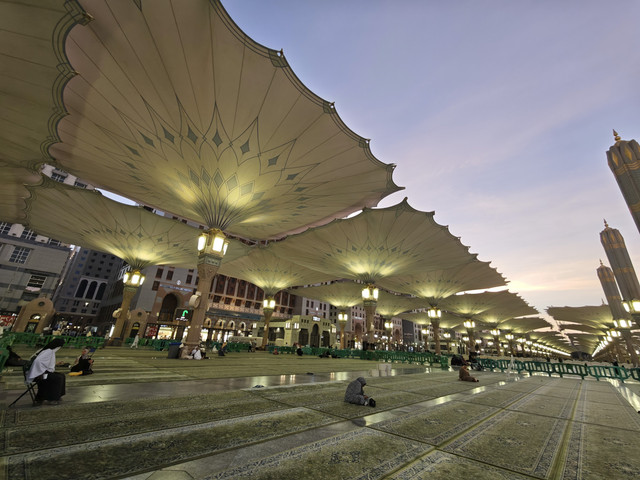 Umat Islam berdoa usai menunaikan Shalat Subuh di Masjid Nabawi, Madinah, Arab Saudi, Selasa (17/6/2025). Foto: Andika Wahyu/ANTARA FOTO