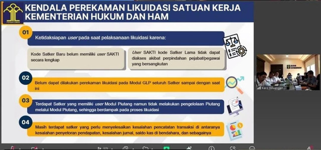 Rupbasan Mojokerto Hadiri Rapat Percepatan Penyelesaian Likuidasi Satuan Kerja Kemenkumham