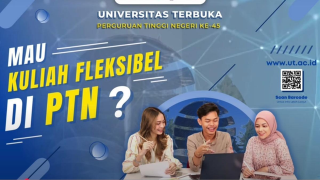 Program pembelajaran Pendidikan Jarak Jauh (PJJ) membuat kuliah di Universitas Terbuka lebih fleksibel tanpa batasan jarak dan waktu. Foto: Dok. Istimewa