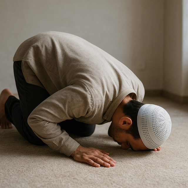 Ilustrasi orang yang sedang sholat (sumber: chatgpt.com)