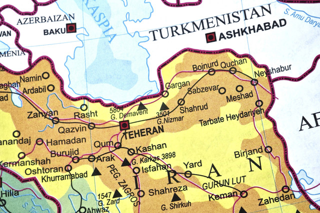 Ilustrasi peta Iran. Foto: Shutterstock