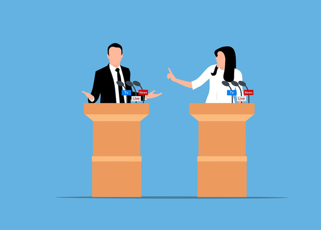 Ilustrasi Debat (Sumber: https://pixabay.com/vectors/public-speaking-debate-conversation-8737969/)