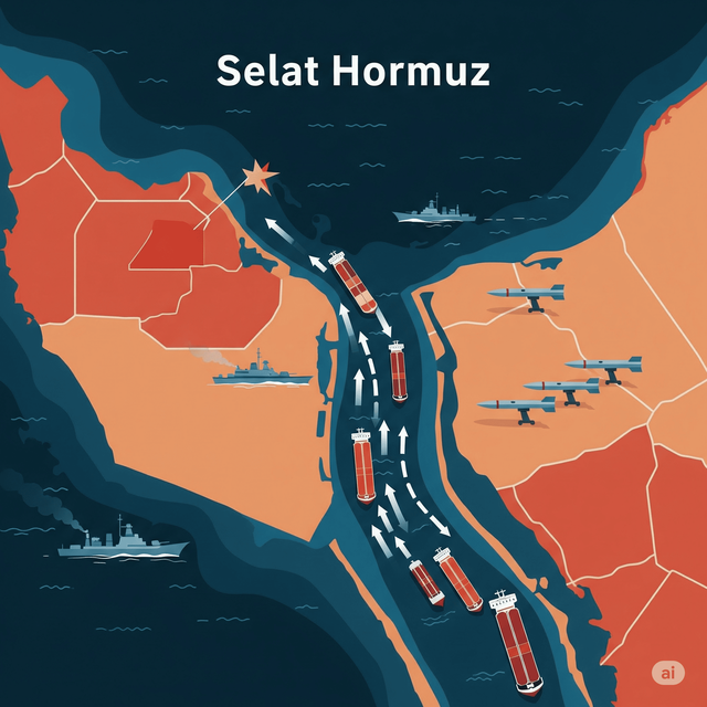 Visual Selat Hormuz hasil modifikasi antara penulis dengan bantuan Canva AI