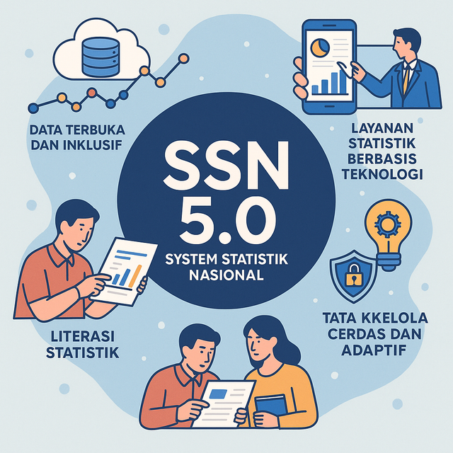 Ilustrasi Sistem Statistik Nasional (SSN 5.0). Ilustrasi: AI Generated/Dok. Pribadi.