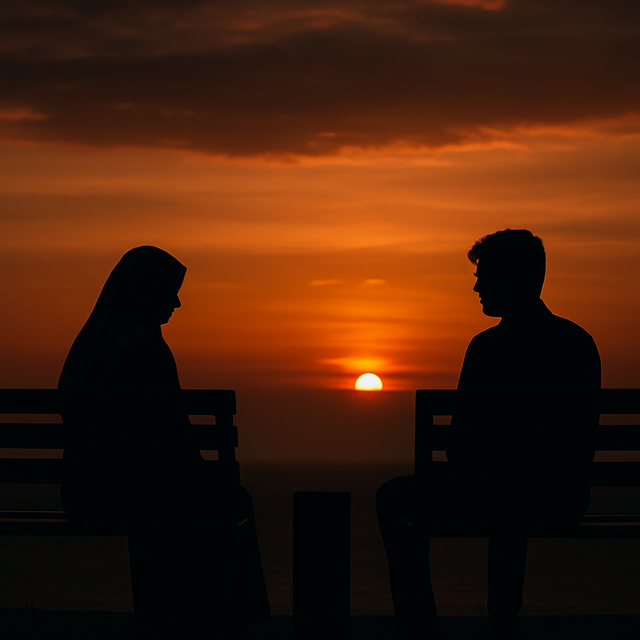 Gambar Ilustrasi: Unsplash.com/Stock Image — siluet dua kekasih terpisah senja.