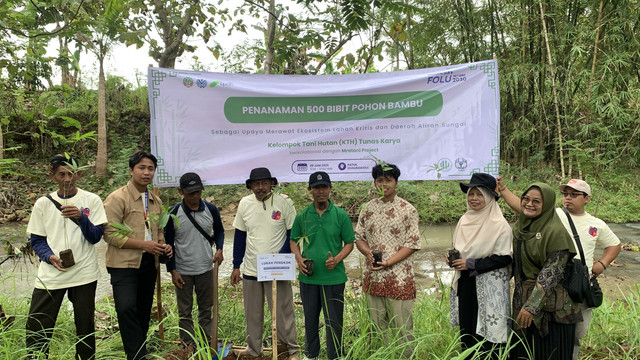 Penanaman 500 bibit bambu oleh Mratani Project dan KTH Tunas Karya di DAS Pengkok Gunungkidul.