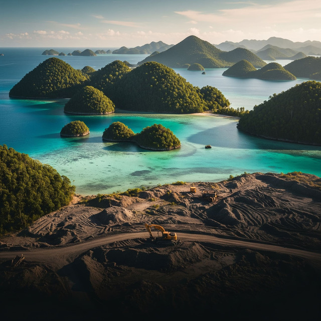 Visualisasi Terumbu karang di Raja Ampat – pusat keanekaragaman hayati laut dunia yang kini terancam tambang Modifikasi Penulis menggunakan Canva AI