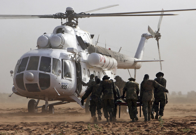 Ilustrasi helikopter yang digunakan Misi Uni Afrika di Sudan (AMIS). Foto: STUART PRICE via AFP