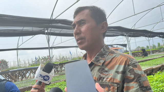 Jhony Butarbutar, petani hortikultura di Agroforestri Gunung Hejo, Purwakarta, Jawa Barat, Sabtu (5/7/2025). Foto: Nasywa Athifah/kumparan