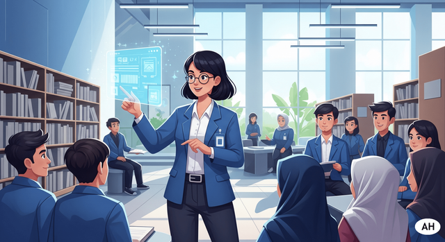 Ilustrasi Profesi Pustakawan di Era Digital (Foto: Produk AI)