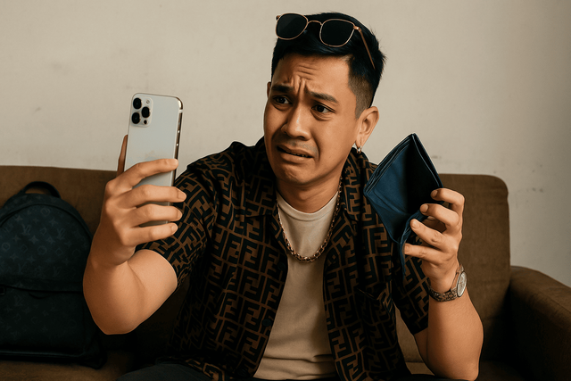 Cicilan iPhone jalan terus, tapi makan mie instan tiap hari. Flexing bikin puas sebentar, stresnya bertahun-tahun. Sumber Gambar : Dibuat Oleh Ai